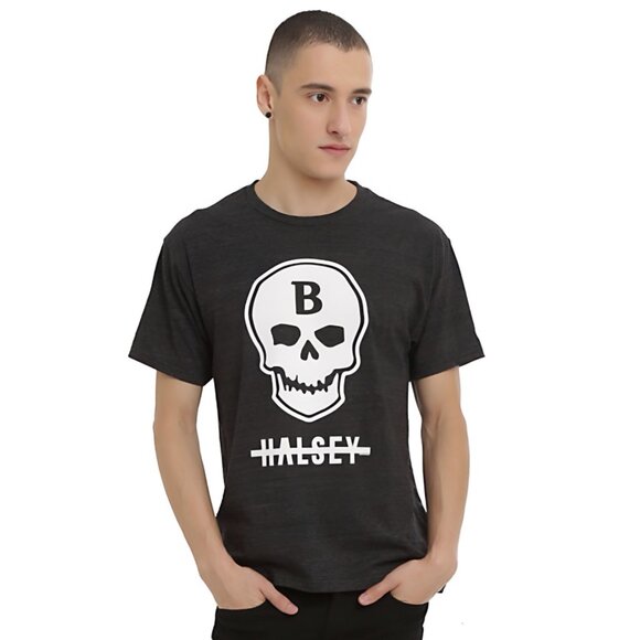 Live Nation ✦ Halsey Badlands Skull Logo T-Shirt ✦ Charcoal Heather Crew Neck - Picture 1 of 3